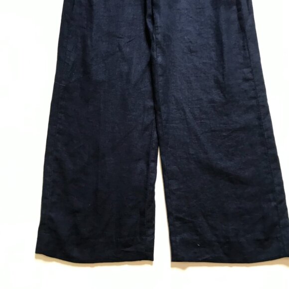L'Agence Danica Linen Wide Leg Pants Womens 25 Navy Blue High Rise Crop Cropped - Picture 9 of 14